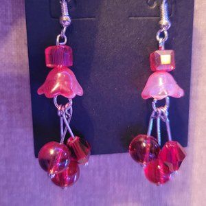 Flower Bell Glass Earrings with 925 Sterling Silver